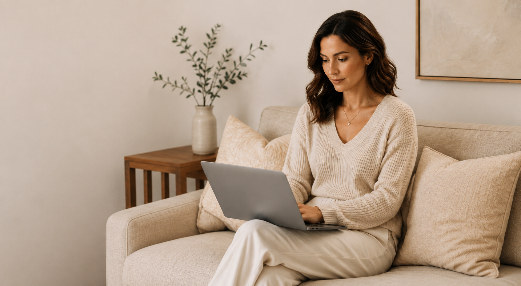 Relationship matchmaker conducting an online consultation on a laptop
