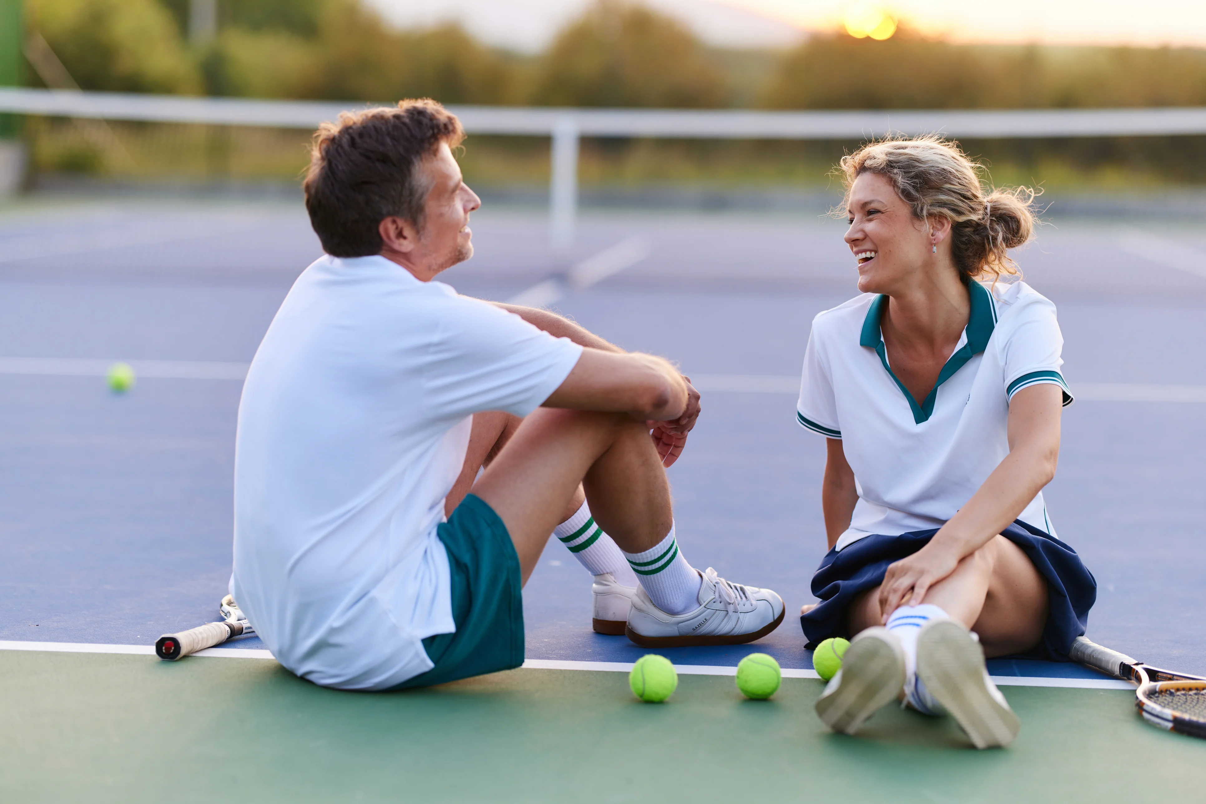 Happy couple sharing a playful moment outdoors