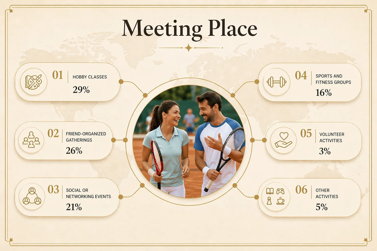 Infographic showing the most common places where couples meet