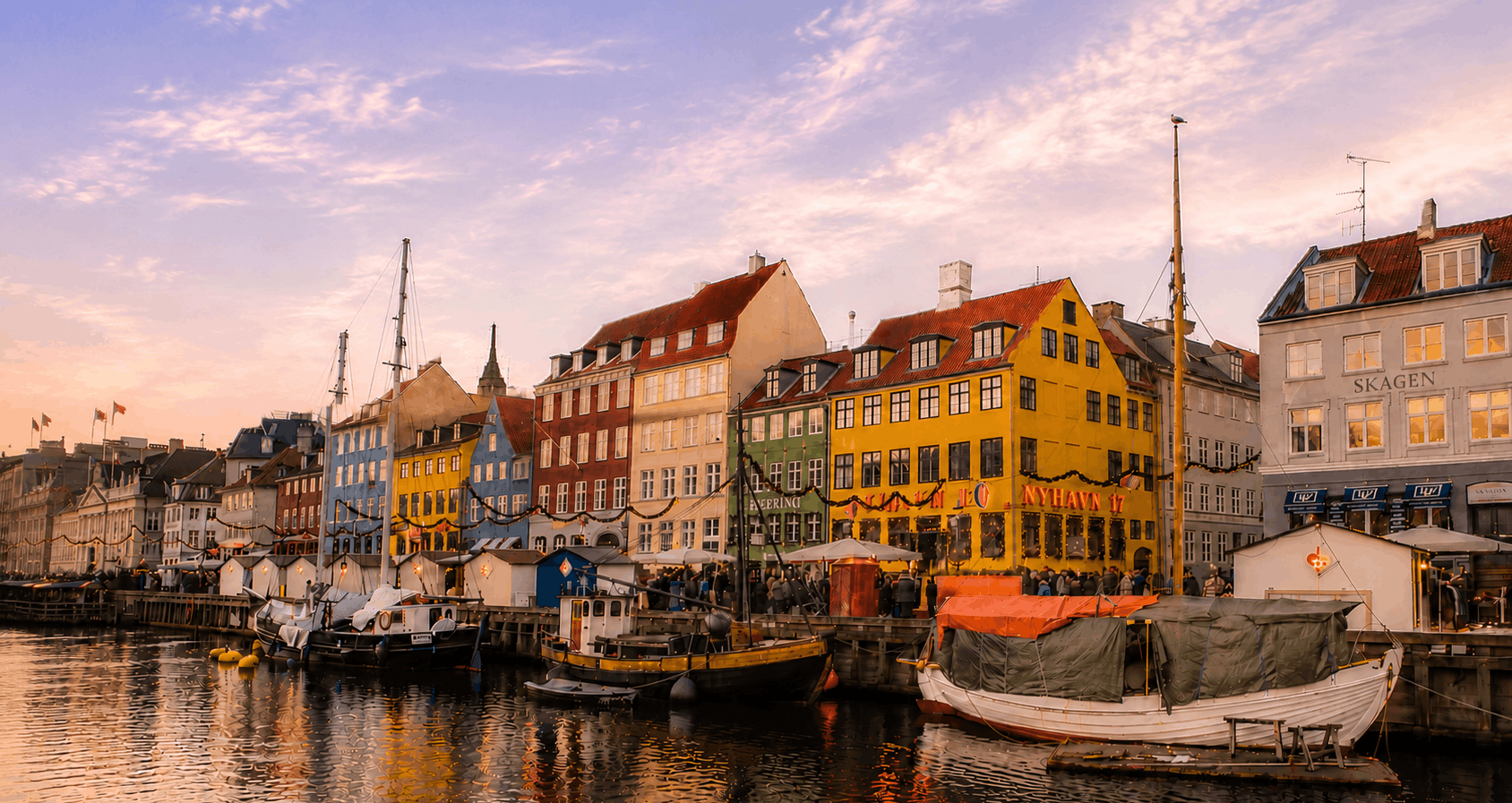 Historic Nyhavn harbor with colorful buildings in Copenhagen, Denmark