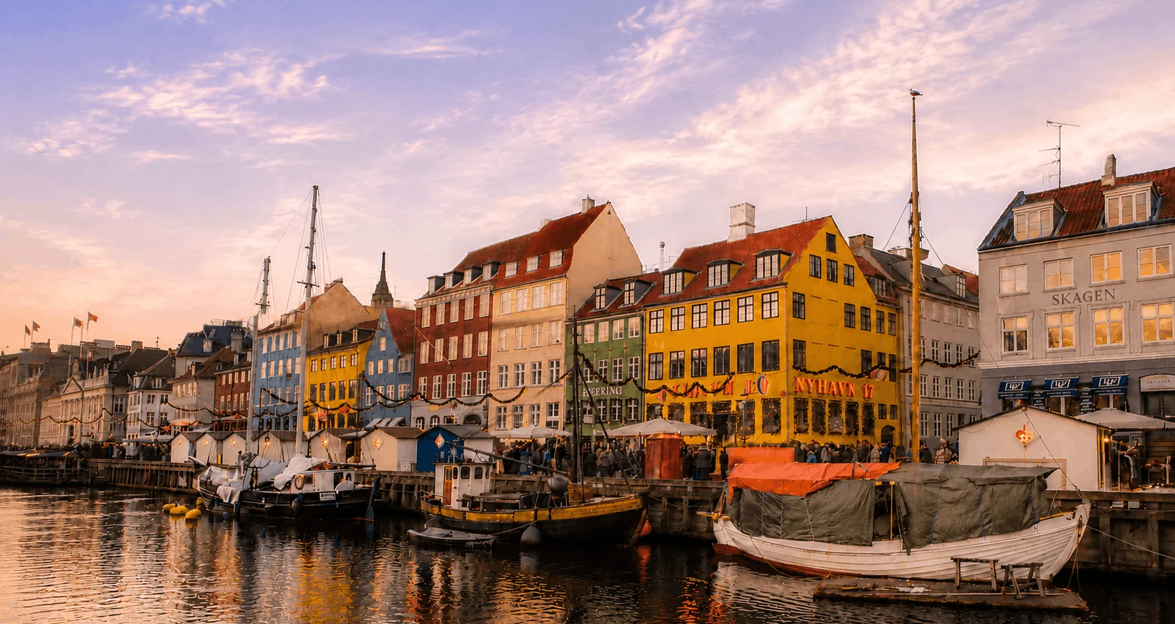 Historic Nyhavn harbor with colorful buildings in Copenhagen, Denmark