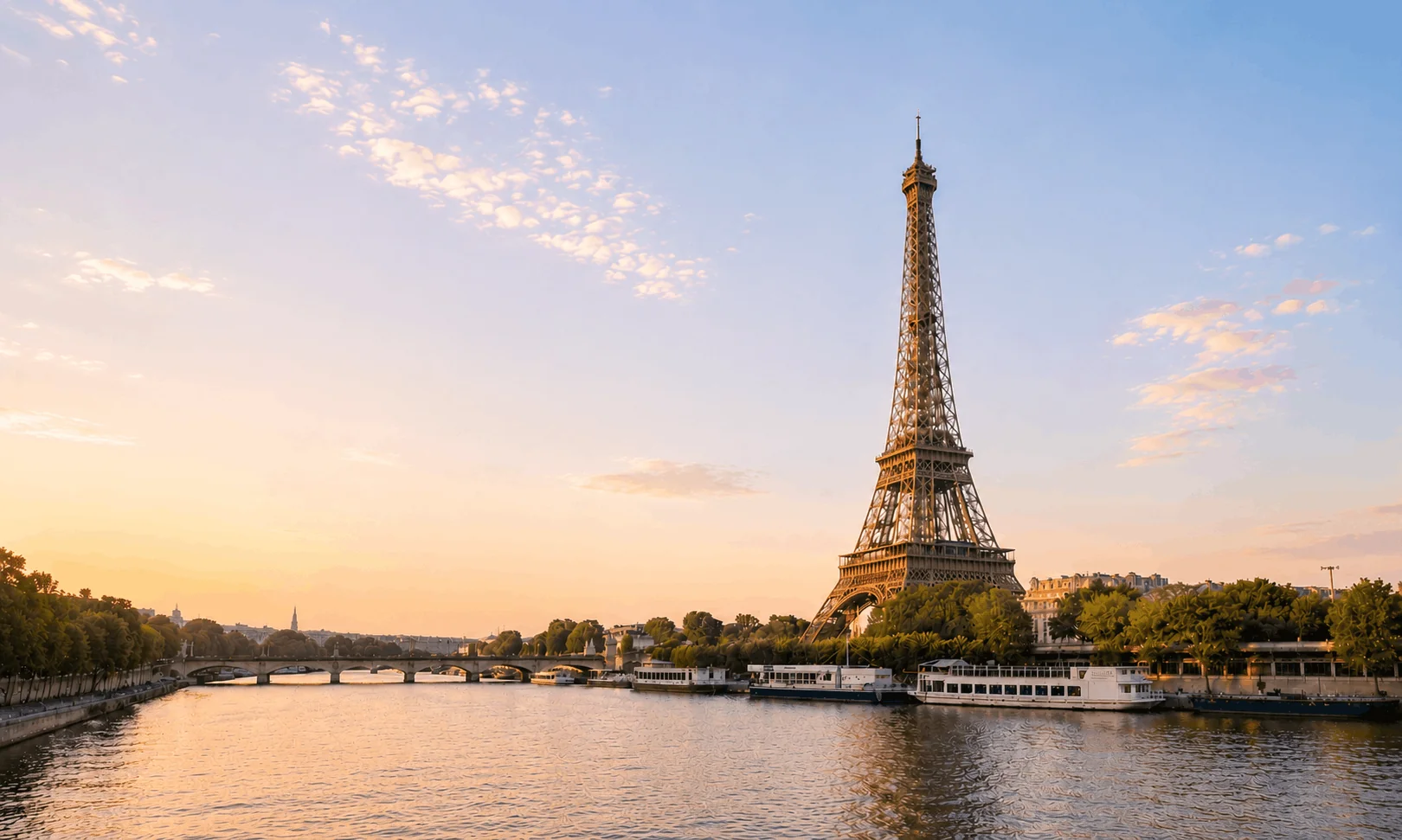 Eiffel Tower in sunset, Paris, France