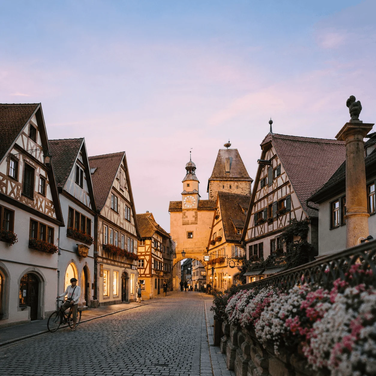 Historic half-timbered buildings in Rothenburg ob der Tauber, Germany