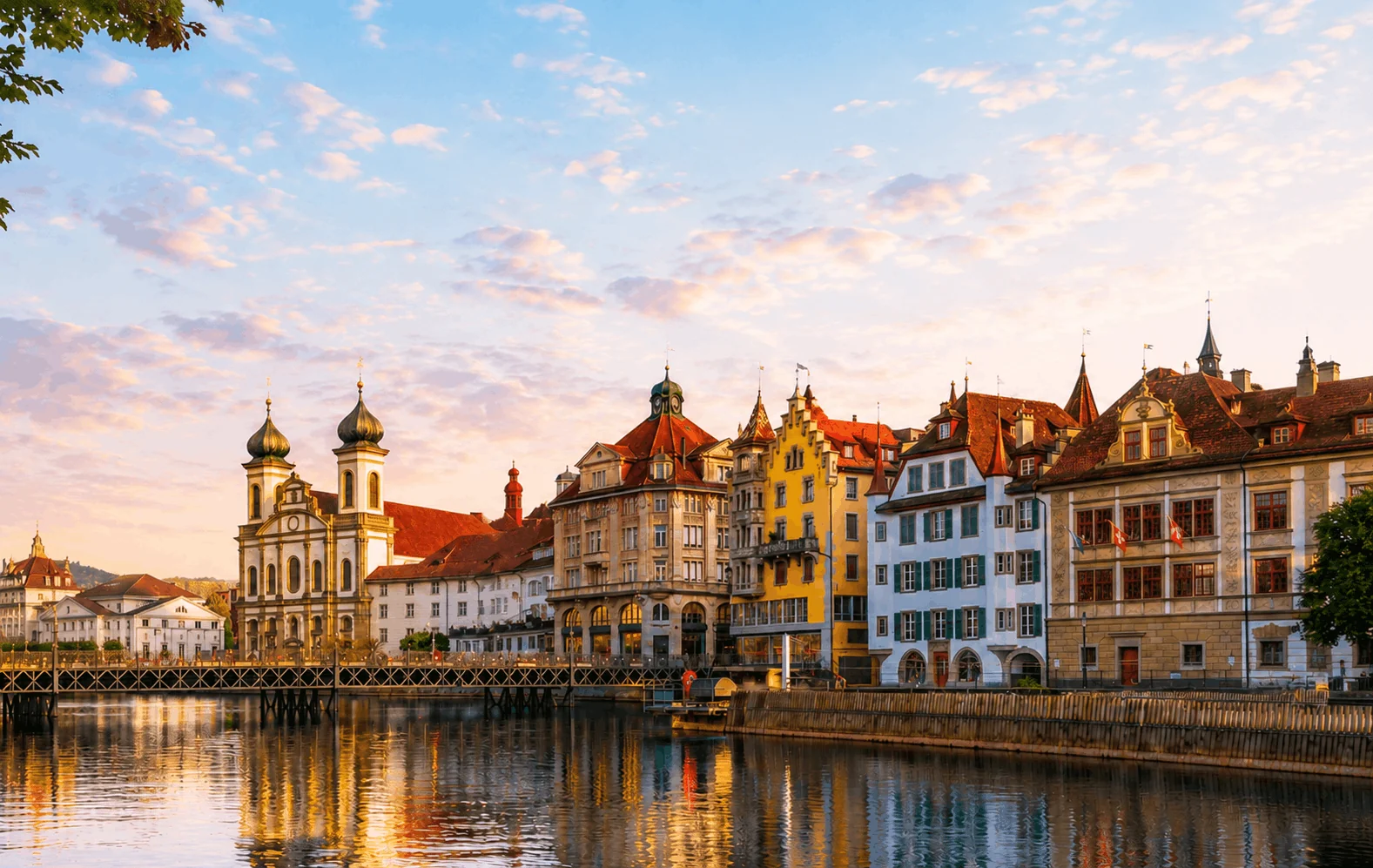 Historic old town and waterfront in Lucerne, Switzerland