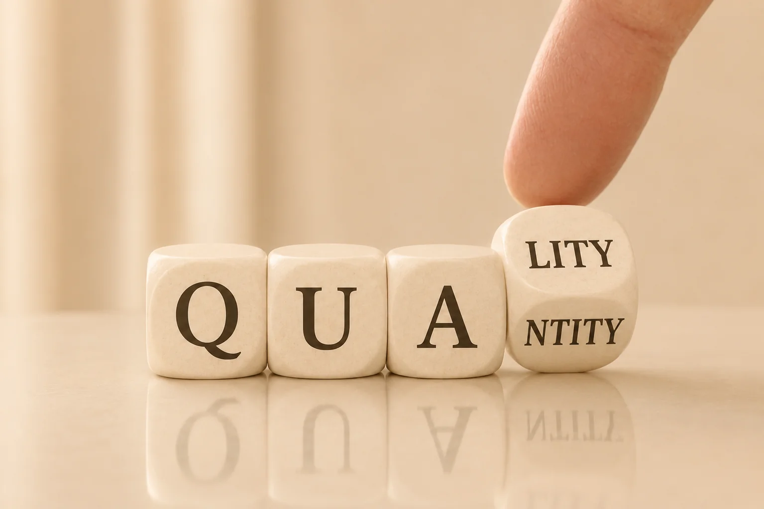 Blocks spelling quality over quantity to illustrate personalized matchmaking