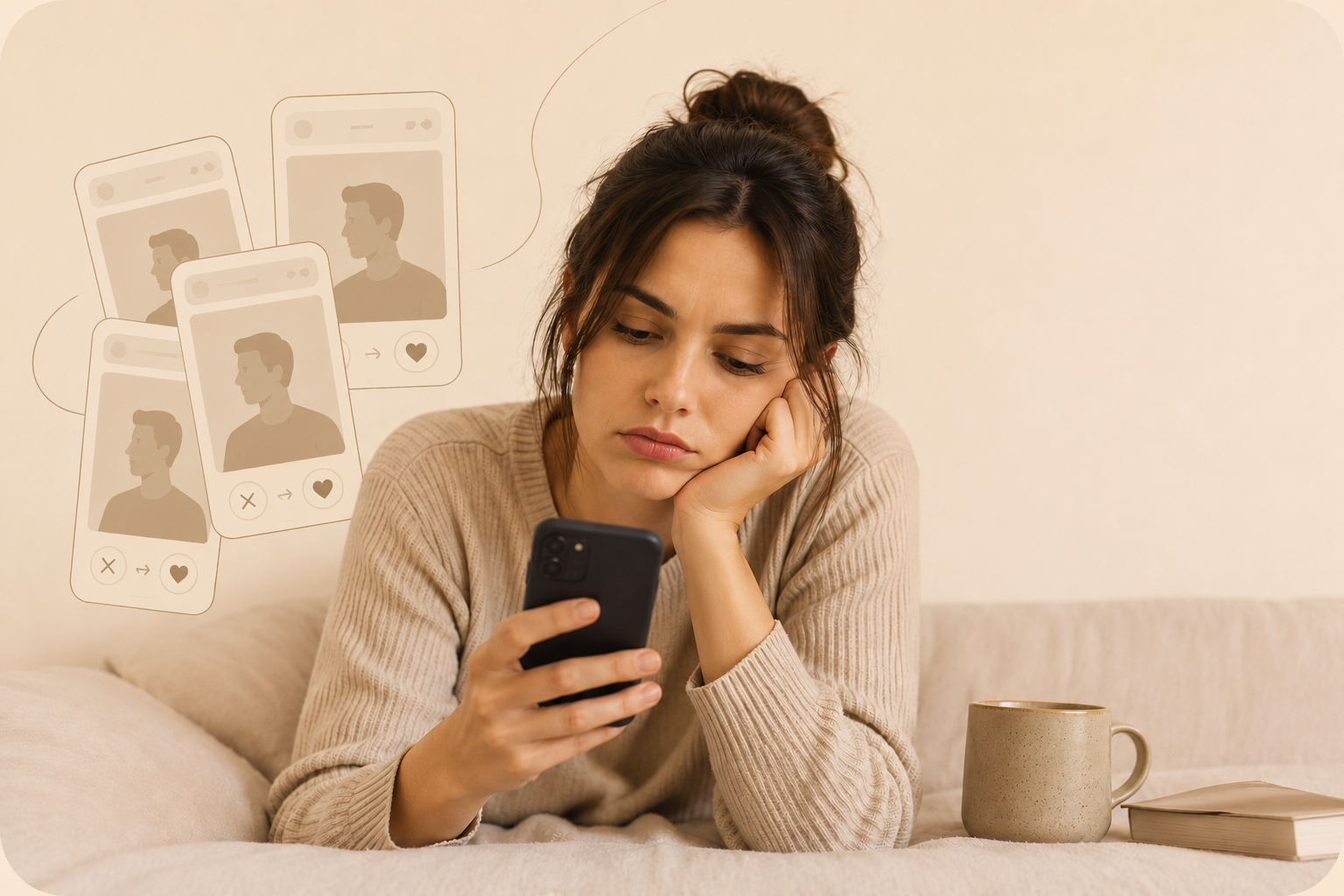 Dating app fatigue illustration